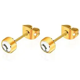 Produktbild: Artskin Damen Ohrstecker Herren Mädchen Ohrringe Titan Hypoallergen Nickelfrei 5mm 14K Gold S925 Sterling Silber Ohrringe für empfindliche Ohren