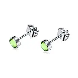 Produktbild: Artskin G23 Titan Damen Ohrstecker Männer Mädchen Ohrringe Hypoallergen Nickelfrei 4mm Kristall Peridot Ohrringe für empfindliche Ohren Ohrschmuck Geburtstagsgeschenk