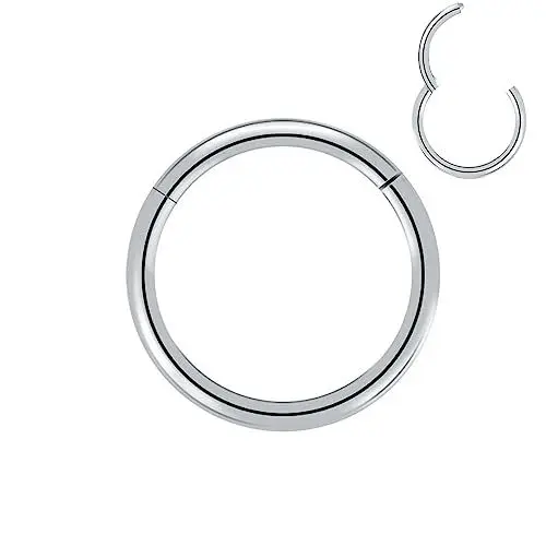 Produktbild: Artskin Grad 23 Titan Nasenring Scharnier Nase Ringe Hoops Körper Piercing Ringe Helix Knorpel Rook Ohrringe 18G Durchmesser 8mm Silber Nasenring