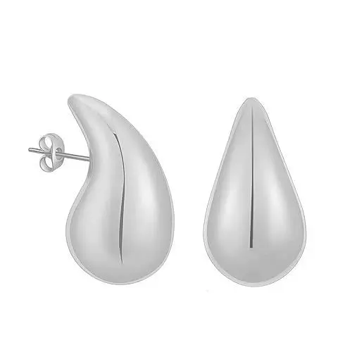 Produktbild: Artskin Damen Ohrringe Dupes hypoallergene Ohrstecker Silber Ohrringe Modeschmuck für Mädchen Chunky Earrings für Frauen Dicke Creolen für Frauen leichte Waterdrop