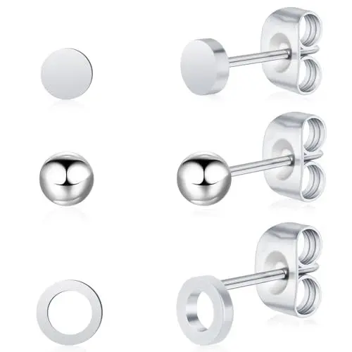 Produktbild: Artskin Titan Frauen silber Ohrstecker nickelfrei hypoallergen Mädchen Ohrringe Ohrstecker für empfindliche Ohren klassischen Ohrring Frauen Mädchen Teenager