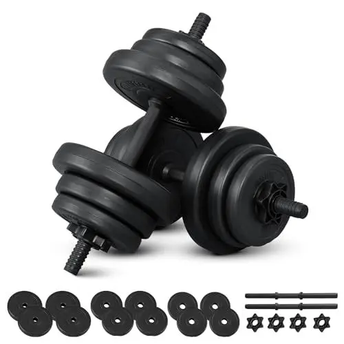 Produktbild: ArtSport 2er Hantelset 20kg - Kurzhantel Set mit 2 Kurzhanteln, 12 Gewichte/Hantelscheiben und Sternverschlüsse - Krafttraining Kurzhantelset Hantel