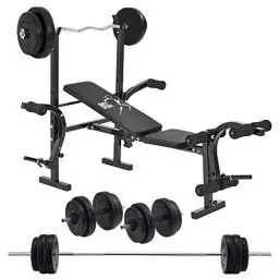 Produktbild: ArtSport Multifunktion Hantelbank Set ProfiGym 1000 & 3in1 Hantelset mit 60 kg Gewichten - Trainingsbank klappbar Kurzhantel Langhantel Curlhantel Kraftstation, Schwarz