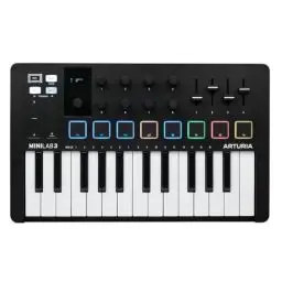 Produktbild: Arturia - MiniLab 3 - Universal-MIDI-Controller für Musikproduktion, mit All-in-One-Softwarepaket - 25 Tasten, 8 Multicolor-Pads - Schwarz
