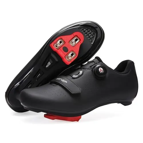 Produktbild: ARTVEP Fahrradschuhe Herren Damen Rennradschuhe MTB Radschuhe Kompatibel mit Look SPD SPD-SL Delta Lock Pedal Reitschuhe Peloton Schuhen Alles Schwarz EU37 / 235
