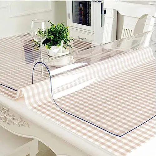 Produktbild: Artwelt Tischdecke Transparent Tischfolie 2.0mm Glasklar Folie Outdoor Tischschutz Wasserdicht Abwaschbar Polyvinylchloride Folie Wunschmaß Fettdicht Tischschutzfolie (120X80)