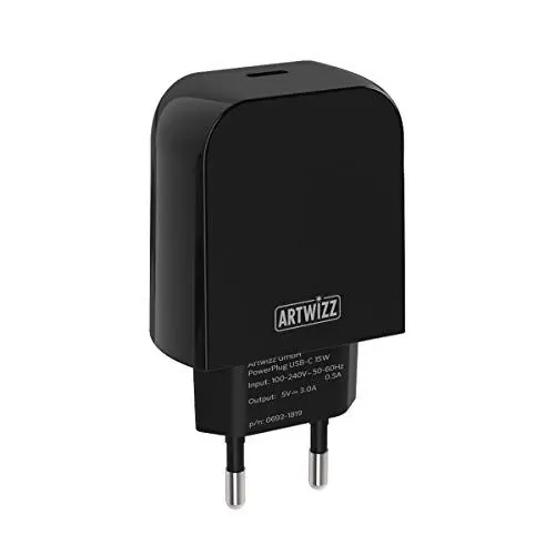 Produktbild: Artwizz PowerPlug USB-C 15W Stecker - USB-C Steckdosen-Ladegerät für Smartphones & Tablets Schwarz