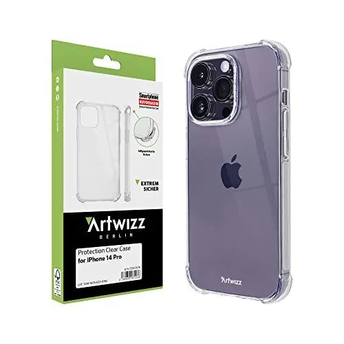Produktbild: Artwizz Protection Case kompatibel mit iPhone 14 Pro - Schlanke Schutzhülle aus TPU mit Extra Luftgepolsterten Airbag Ecken - Transparent