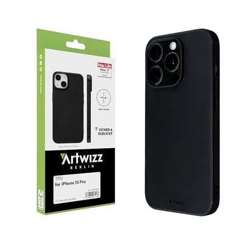 Produktbild: Artwizz TPU Case Schutzhülle kompatibel mit iPhone 15 Pro - Elastische Hülle, Kratzresistent, Ultra-Dünn - Matt-Schwarz