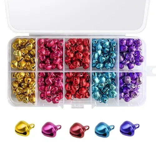 Produktbild: Aruicheng 300 Stück Glöckchen Glöckchen Zum Basteln Glocken Bunte Glocken Kleine Glocken Jingle Bells Für Schmuckherstellung Festival Dekoration Haustier 8mm
