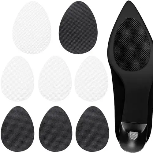 Produktbild: Aruicheng Anti Rutsch Sohle Pads 8 Stück Schuhsohlen Protektoren High Heel Pads Rutschfeste Sohlen-Aufkleber Selbstklebende Sohlenprotektoren Schwarz und Weiß