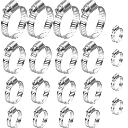 Produktbild: Aruicheng Schlauchschellen Set 20 Stück Rohrschellen Einstellbare 10–32 mm Schlauchschelle Edelstahl Schlauchklemme für Haus Gas Rohr, Wasserrohr, Tank, Teich, Garten