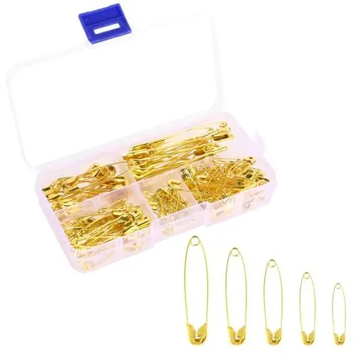Produktbild: Aruicheng Sicherheitsnadeln 5 Verschiedenen Größen Sicherheitsnadel Groß Klein Sicherheitsnadeln Rostbeständig Safety Pins für Kleidung Nähen Basteln Schmuckherstellung 150 Stück