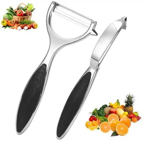Produktbild: Aruicheng Sparschäler Set Kartoffelschäler Edelstahl Gemüseschäler Rutschfestem Griff Spargelschäler Multifunktion Y-Förmig Schäler Küche Peeler für Karotten, Tomaten, Obst 2 Stück