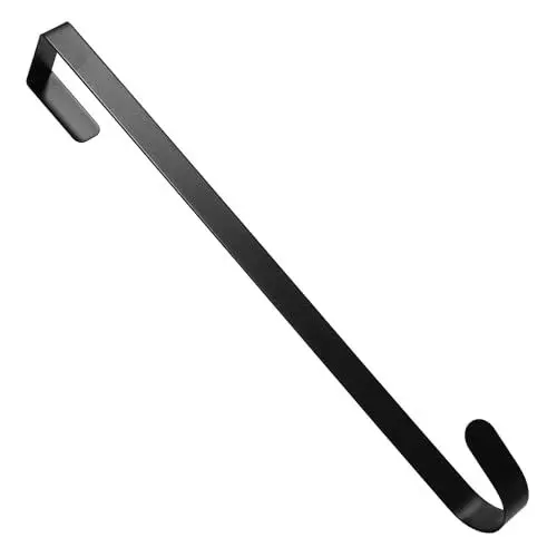 Produktbild: Aruicheng Türhaken zum Einhängen Türkranz Haken Schwarz Türhaken Außentür Universal Türgarderobe zum Einhängen Premium Metall Türhaken für Kränze und Deko 31X5cm