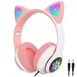 Produktbild: arVin Kinder Kopfhörer, Bluetooth kopfhörer mit Mikrofon, Faltbare Over Ear Headset mit 85 dB Lautstärkebegrenzung, 3,5mm Jack, HiFi-Stereo-Kopfhörer für Schule, Reisen, iPad, Tablet, PC (Weiß)