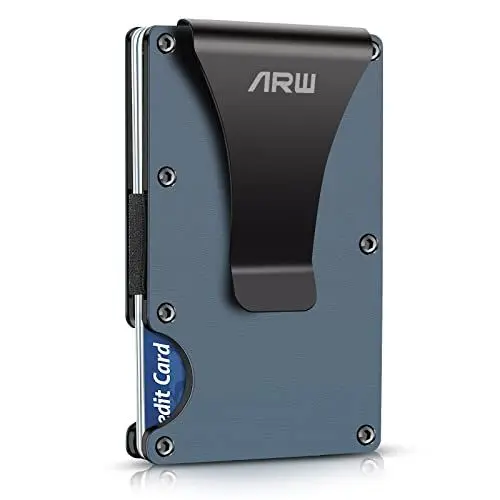 Produktbild: ARW Slim Wallet mit RFID-Schutz, Kartenetui Herren,Metall Geldbörse mit Geldklammer