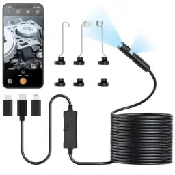 Produktbild: ARyee Dual Lens Endoskopkamera mit licht, 1920P Endoskopkamera, Endoskop Kamera mit 8 LED Lichtern, 7.9mm IP67 Wasserdichtes Rohr, Endoskop für iPhone, iPad, Android (5M/16.5Ft)