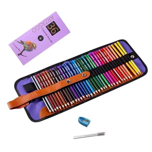 Produktbild: ARZASGO 36 Buntstifte Set, Künstler Malstifte für Erwachsene Färbung Bücher, Künstler Skizze, Premier Zeichnung Bleistifte mit Canvas Roll-up Tasche und Bleistiftspitzer