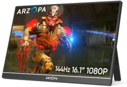 Produktbild: ARZOPA 16.1'' 144Hz Tragbarer Monitor mit Einem Standfuß, 100% sRGB 1920×1080P FHD HDR 144HZ Gaming Monitor, Ultra-dünn - Augenschutz-Externer Zweiter Bildschirm für Laptop/PC/Mac/PS3/4/5/Xbox - Z1FC