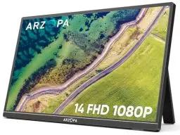 Produktbild: ARZOPA Portable Monitor, 14.0 Zoll 1920×1080 FHD IPS Tragbarer Monitor für Laptop mit Einzelstange, Unterstützt HDMI/Typ-C/USB-C, Augenschutz-Gaming-Bildschirm für Laptop/PC/Mac/PS3/4/5/Xbox