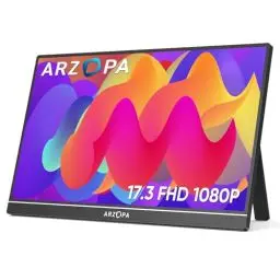 Produktbild: ARZOPA 17.3 Zoll Großer Portabler Monitor, 1920×1080 FHD HDR IPS Monitor mit Standfuß für Laptop, HDMI USB C Externer Zweiter Bildschirm für PC/Mac/PS3/4/5/Xbox (A1M)