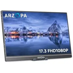 Produktbild: ARZOPA Portable Monitor, 17.3 Zoll Tragbarer Monitor, 1920x1080 Full HD, 100% SRGB IPS Externer Mobiler Bildschirm mit HDMI/Typ-C/USB-C, für Laptop/PC/Mac/PS5/Xbox.
