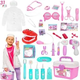 Produktbild: Arztkoffer Kinder,Gifts2U Doktorkoffer Doktortasche Arztkoffer mit Stethoskop Thermometer Spritze Arzttasche Arztkittel Zahnarzt Doktor Arztkoffer Kinder Rollenspiel Medizinisches Spielzeug ab 3 jahre