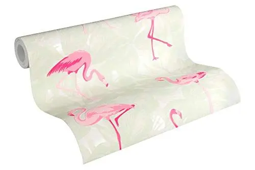 Produktbild: A.S. Création Vliestapete Club Tropicana Tapete mit Flamingos 10,05 m x 0,53 m creme rosa weiß Made in Germany 359801 35980-1