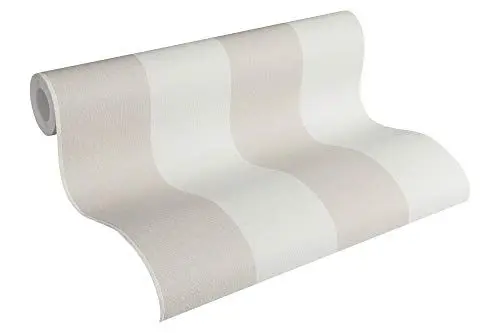 Produktbild: A.S. Création Styleguide Natürlich Vliestapete mit Blockstreifen 0,53 x 10,05 m – Beige, Creme, Braun – dezente Streifentapete Made in Germany – 948342