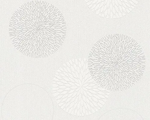 Produktbild: A.S. Création Vliestapete 10,05 m x 0,53 m mit abstraktem Blumendesign - Creme, Weiß - florale Tapete Made in Germany - 937922