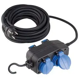 Produktbild: as -Schwabe 4-Fach Verteilersteckdose 230V / 16A – Stromverteiler mit 10 m Schwerer Verlängerungsleitung H07RN-F 3G1,5, Verlängerungskabel Ideal für den Outdoor-Bereich geeignet, IP44, Schwarz, 60671