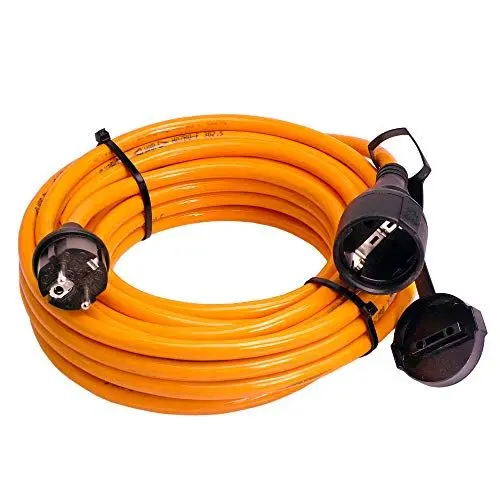 Produktbild: as - Schwabe Baustellen-Panzerleitung, 50 m robustes Panzer-Kabel H07BQ-F 3G1,5, Schutzkontakt-Stecker & Steckdose inkl. Schutzkappe, 230 V/16A Verlängerungskabel, IP44, Made in Germany, Orange, 59150