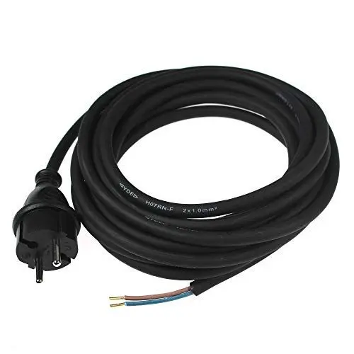 Produktbild: as - Schwabe Bohrmaschinen-Anschlussleitung - 5 m Gummi-Anschlussleitung H07RN-F 2x1,5mm – Konturenstecker mit Leitung – Adapter-Kabel mit Aderendhülsen – Baustellen & Gewerbe – IP44 - Schwarz, 70558
