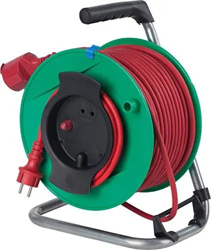 Produktbild: as - Schwabe Garten Gerätekabeltrommel 25 m H05RR-F 3G1,5, Anschlussleitung 1,5 m mit Schutzkontaktstecker, Kupplung mit Sicherheitsdeckel, 230V 16A, rote Signalfarbe, IP44, Made in Germany, 12236