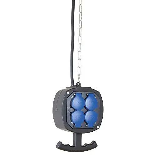 Produktbild: as - Schwabe Hängeverteiler - Stromverteiler - 8 Schutzkontaktsteckdosen mit Klappdeckel 230 V, 16 A - 3 m H07RN-F 3G1,5 mit Schutzkontaktstecker - mit 3 m Stahlkette - IP44 - Schwarz, 60973