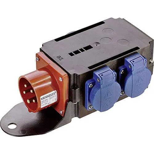 Produktbild: as - Schwabe MIXO Starkstromverteiler – CEE-Stecker 400V/16A/5-polig, ca. 11 kW - Starkstrom Adapter - 3 x Schutzkontaktsteckdose - Stromstation Baustelle - Außenbereich – Made Germany – IP44, 60524