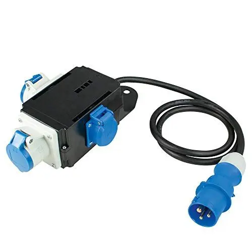Produktbild: as - Schwabe MIXO Stromverteiler EMS – 230 V / 16 A CEE-Stecker mit 1,5 m Zuleitung auf 2 x CEE-Steckdosen und 1 x Schuko-Steckdose – IP44 Wohnmobil Zubehör – Made in Germany – Schwarz I 60496