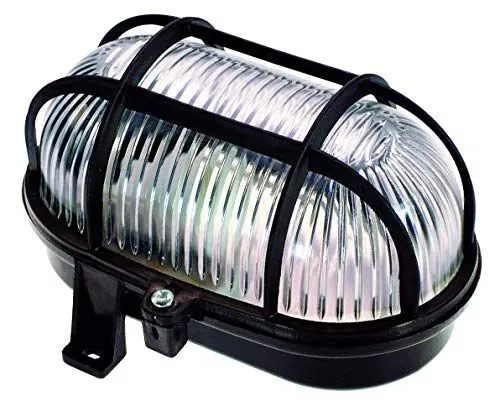 Produktbild: as - Schwabe Ovalleuchte - Gitterleuchte bis 60 W - Fassung E27 - Deckenleuchte/Wandleuchte für Außenbereich & Innenbereich - Feuchtraumlampe - Kellerlampe Schwarz, 56111