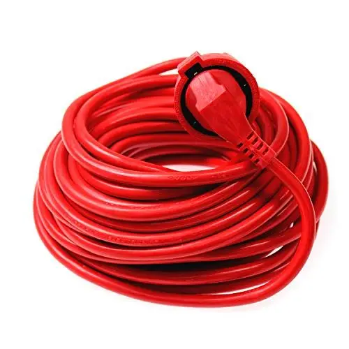 Produktbild: as - Schwabe Verlängerungsleitung, 50 m H05VV-F 3G1,5 Kabel mit Schutzkontaktstecker und Schutzkontaktkupplung, Verlängerungskabel für den Innenbereich 230V, 16A, IP20, Rot, 60359