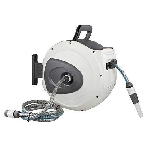 Produktbild: as - Schwabe – Schwabe Automatik-Wasserschlauch-Trommel – mit 20 m PVC-Gewebeschlauch & 2 m Anschlussschlauch – Aufroller mit automatischem Rückzug & Wandhalterung – Garten Zubehör – Grün I 12616
