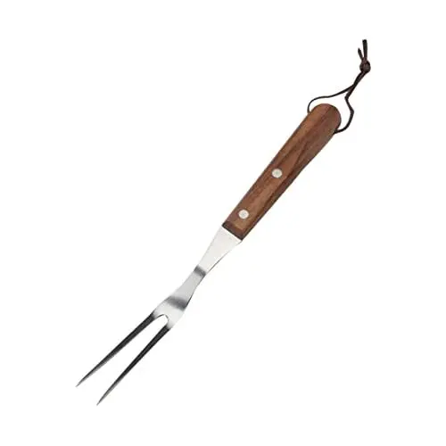 Produktbild: ASAKKURA 1Stk Grillgabel aus Edelstahl Tranchiergabel für Fleisch Grillspieße für Grillbesteck mit Holzgriff Bratengabel für den Grillabend schaschlikspieße Steakspieß Outdoor-Grillgabel