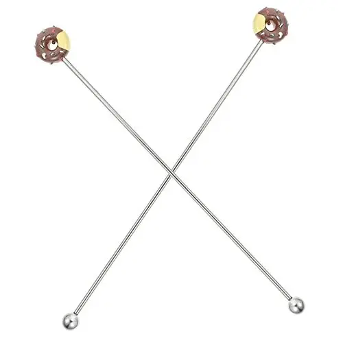 Produktbild: ASAKKURA 2st Cocktailrührer Cocktail-swizzle-rührer Mini Wein Wiederverwendbare Rührstäbchen Rühren Cocktail-rührer Mini-getränke Kaffee Schneebesen Rostfreier Stahl Wiederverwendbar