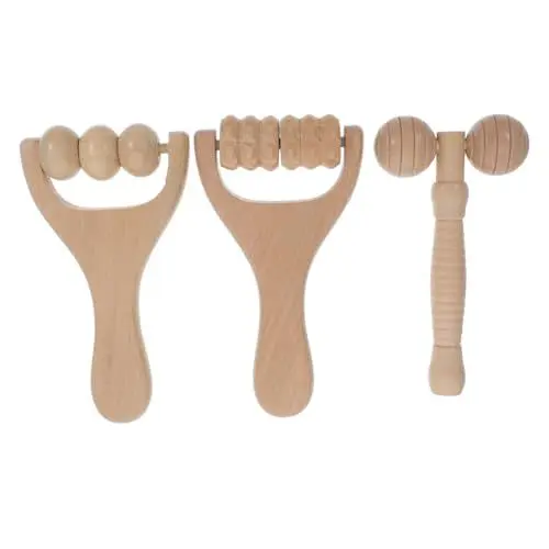 Produktbild: ASAKKURA 3St Gesichtsmassagegerät Holzmassagewerkzeug Holzmassageroller Holzrollenmassage Gesichtsbehandlungswerkzeug Massageroller-Set Beauty-Tools Augenroller Gesichtsroller hölzern Khaki