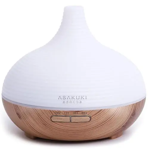 Produktbild: ASAKUKI 300ml Aroma Diffuser für Duftöle, Premium Ultraschall Luftbefeuchter Aromatherapie Öle Diffusor mit 7-farbigem LED-Licht, BPA-Free Schlafzimmer, Büro, Spa
