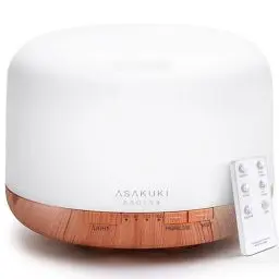 Produktbild: ASAKUKI Aroma Diffuser 500ML, Ultraschall Aromatherapie Diffuser für Ätherische Öle, Luftbefeuchter mit Fernbedienung, Automatische Abschaltung bei Wasserlosem Zustand, und 7 Arten LED Lichtfarben