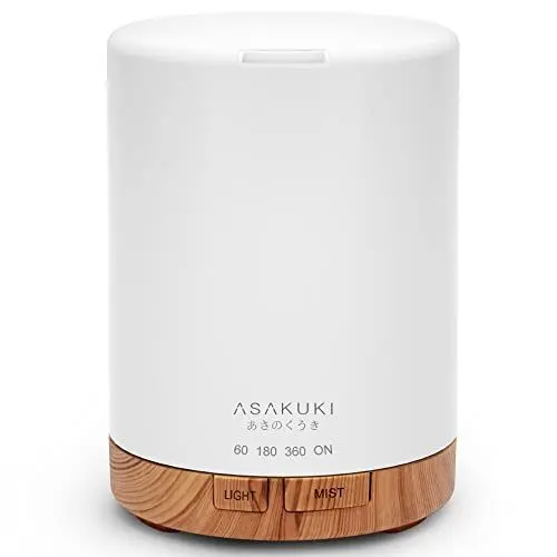 Produktbild: ASAKUKI Aroma Diffuser 300ml für Duftöle, 5 In 1 Ultraschall Aromatherapie Diffusor, Luftbefeuchter mit Timer, Automatischer Abschaltung bei Wasserlosem Zustand (Braun)
