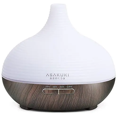 Produktbild: ASAKUKI Aroma Diffuser für Ätherisches Öle 300ml, Luftbefeuchter Duftöl Duftlampe Äromatherapie Öle Diffusor Cool Mist Raumbefeuchter mit 7 Farben LED für Schlafzimmer