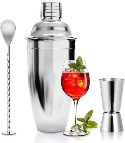Produktbild: ASANMU Cocktailshaker Set, 750ML Edelstahl Cocktail Shaker Professional Cocktail Mix Set Premium Barkeeper Set Bar Zubehör mit Messbecher Barlöffel für Zuhause Bar, Geschenkset für Männer Frauen Papa
