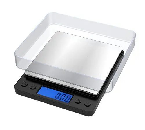 Produktbild: Ascher Digitale Taschenwaage, Ascher Digital Pro Taschenwaage mit hintergrundbeleuchtetem LCD-Display, Modus, Tara und PCS, 500 x 0,01 g, 2 Deckel im Lieferumfang enthalten, Mini-Lebensmittelwaage 500
